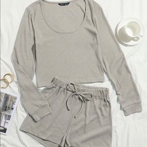 SHEIN Rib Knit cord set